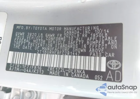 2015 Toyota Corolla Le Plus из США, поврежденный, VIN 2T1BURHE8FC281447